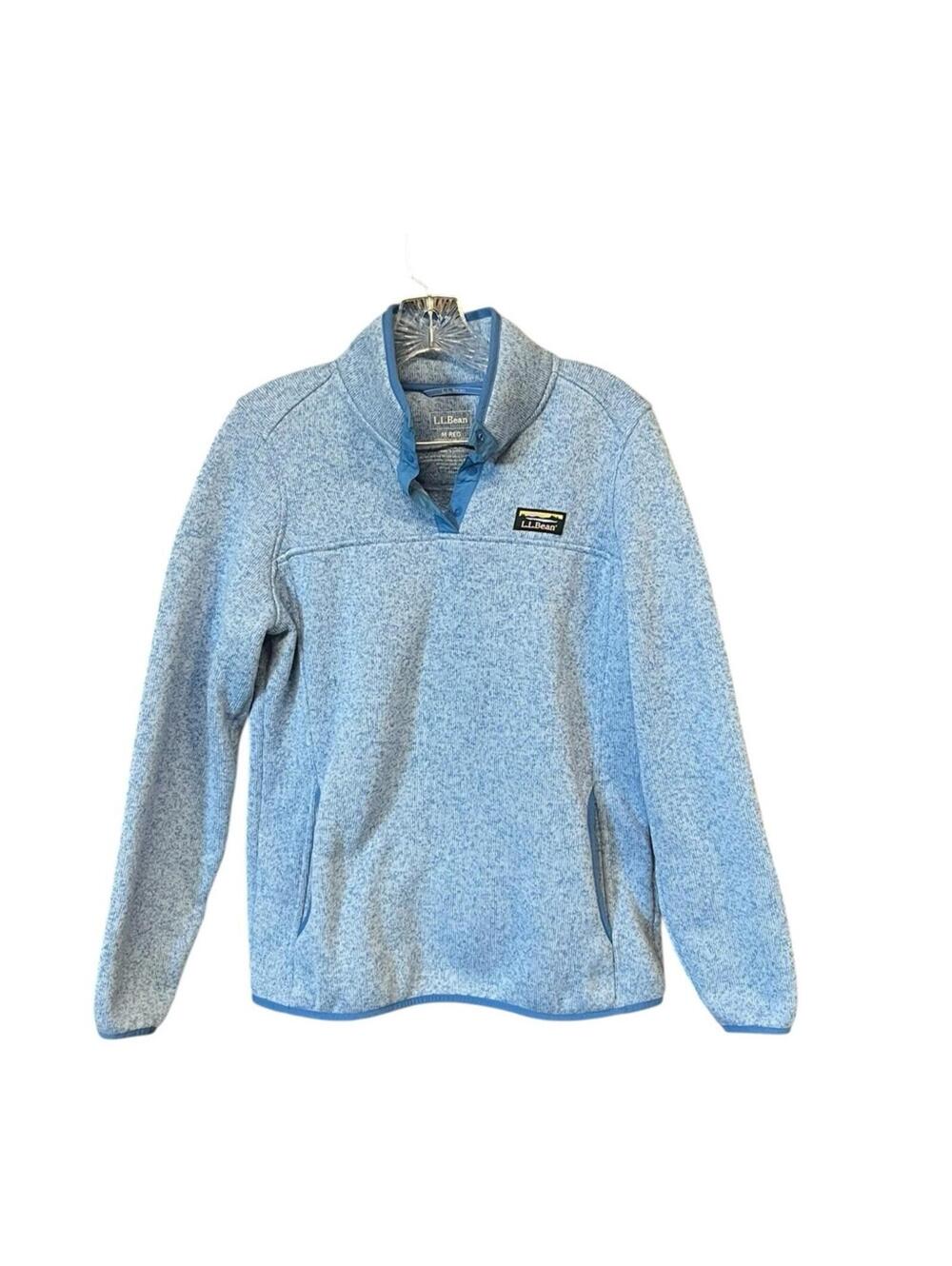 L.L.Bean Sweater Fleece Pullover Women’s Medium Blue Snap Neck Pockets Outdoor